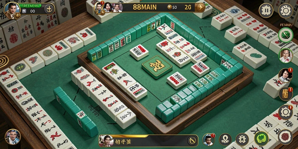 Tampilan gameplay 88MAIN yang menantang dengan desain ubin Mahjong.