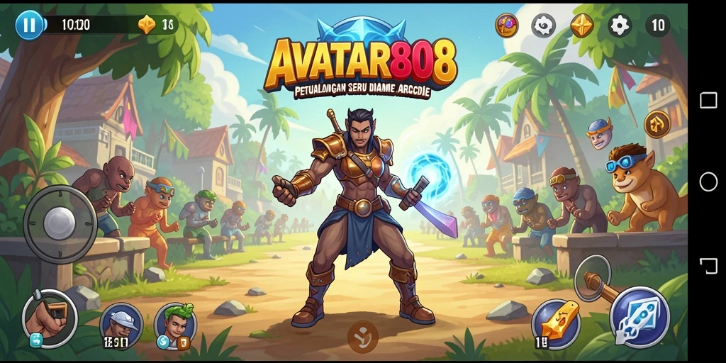 Tangkapan layar utama AVATAR808 menampilkan aksi dinamis dalam permainan arcade.