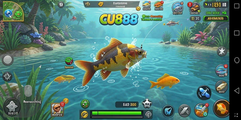 Screenshot gameplay CU888 yang menarik dengan aksi memancing seru.