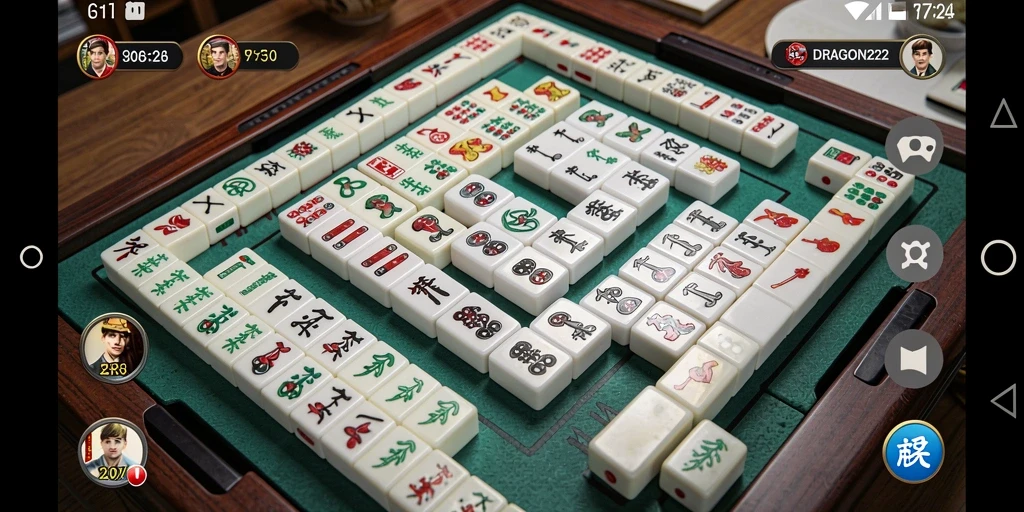 Screenshot gameplay DRAGON222 menampilkan suasana permainan Mahjong yang intens.