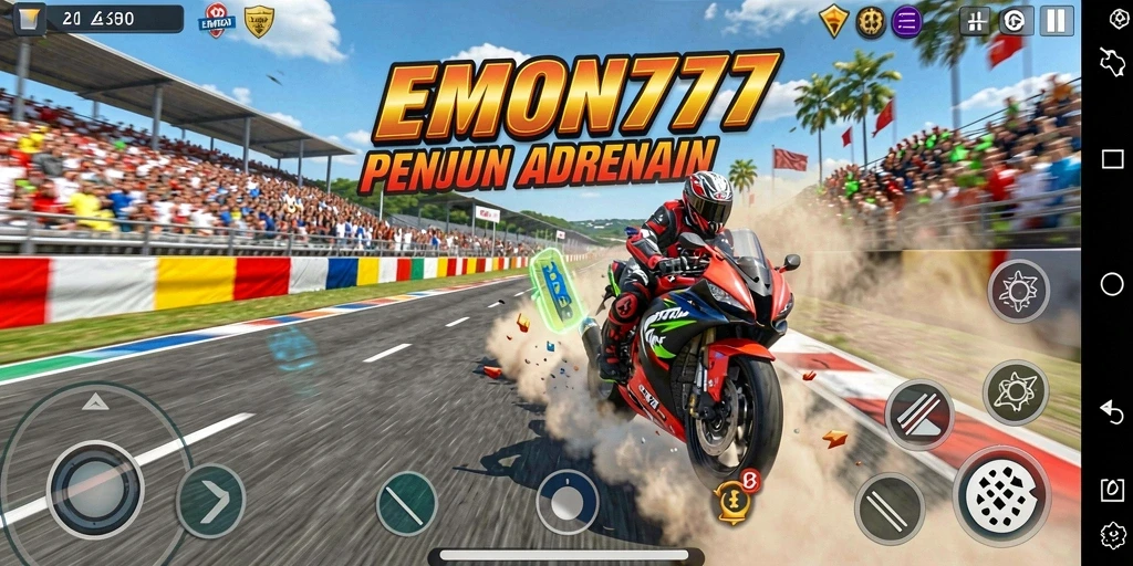 Gameplay seru dan menantang dari EMON777 dengan motor balap.