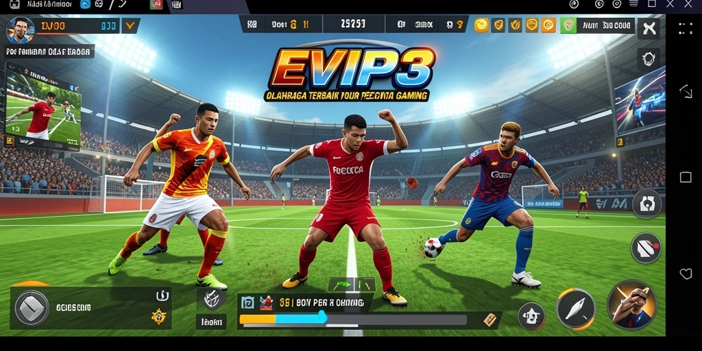 Tampilan gameplay seru dalam <strong>EVIP3</strong> yang menampilkan pertandingan olahraga nyata.