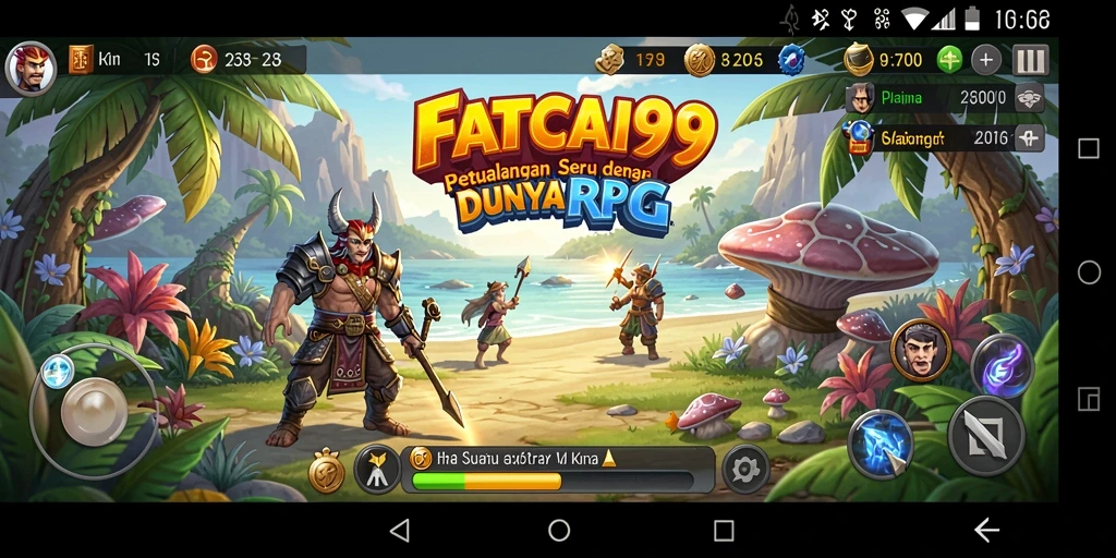 Screenshot gameplay RPG di FATCAI99 menampilkan pertempuran yang mengasyikkan.