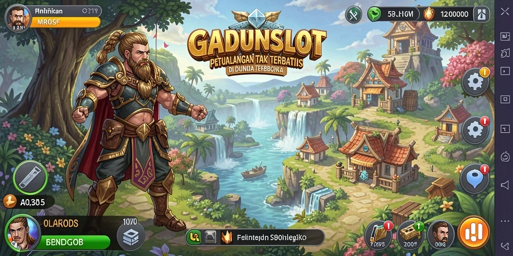 Tampilan utama gameplay GADUNSLOT di dunia terbuka yang indah.