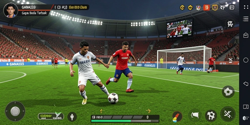 Tampilan pertandingan sepak bola yang mendebarkan dalam gameplay GANAS33.