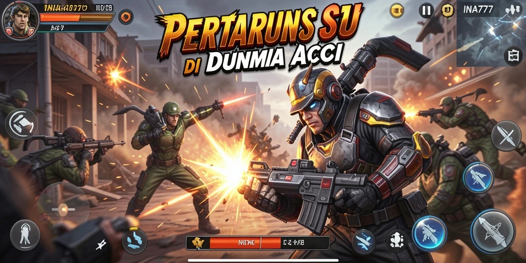 Screenshot gameplay <strong>INA777</strong> menampilkan aksi pertarungan epik dan karakter dinamis.