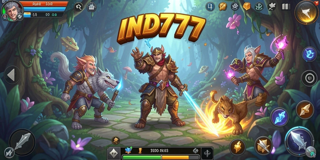 Screenshot game IND777 menunjukkan aksi seru dalam pertempuran RPG.