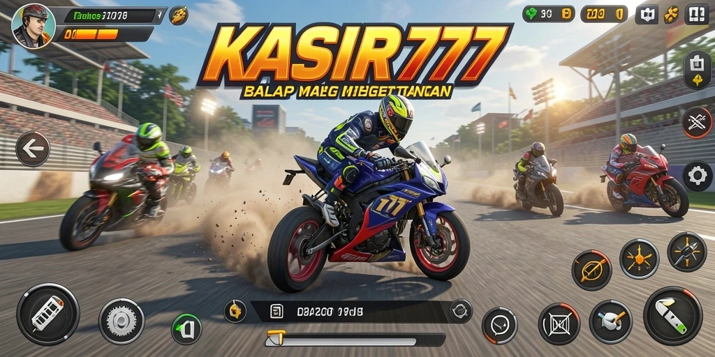 Screenshot KASIR777 menampilkan balapan motor yang seru dan menegangkan.