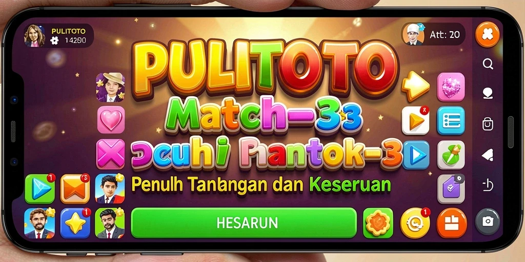 Tampilan gameplay PULITOTO dengan kombinasi warna yang menarik.