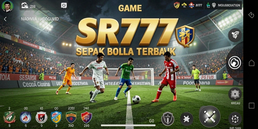 Tampilan gameplay dinamis dari SR777 saat pertandingan sepak bola.