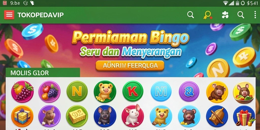 Screenshot gameplay TOKOPEDIAVIP menunjukkan suasana seru saat bermain Bingo.