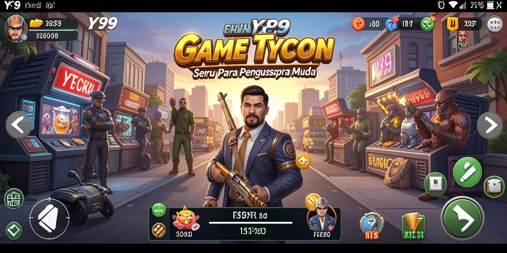 Tangkapan layar Y89 menampilkan gameplay seru dalam membangun bisnis besar.